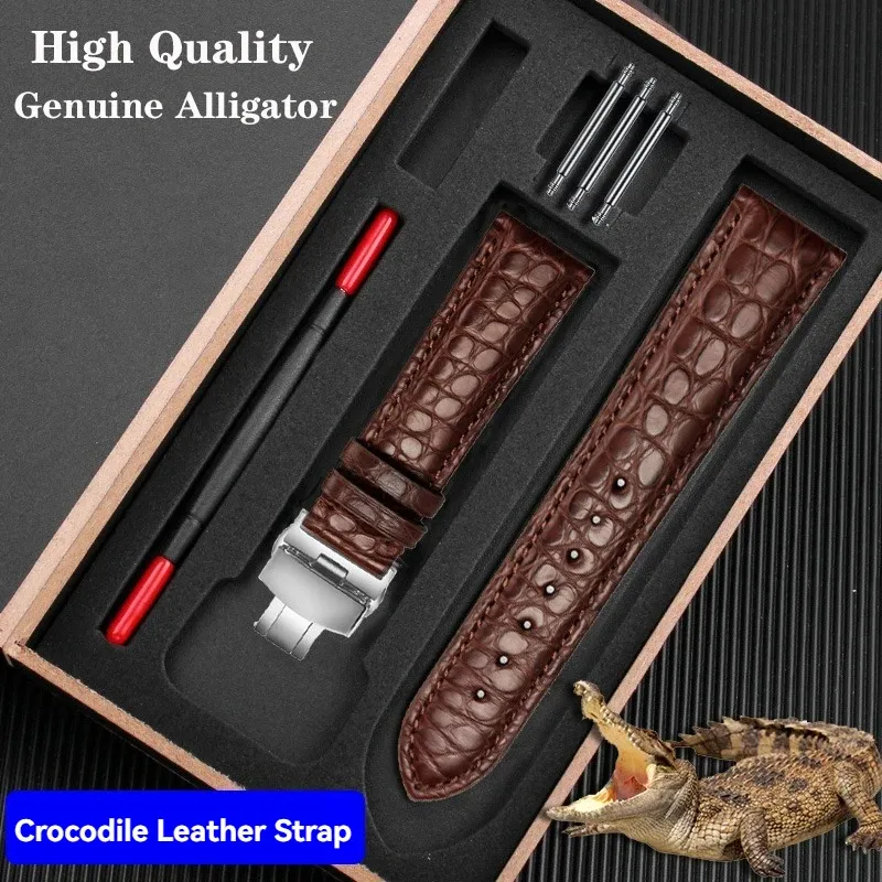 Bracelet montre cuir croco 12 à 19 mm boucle papillon