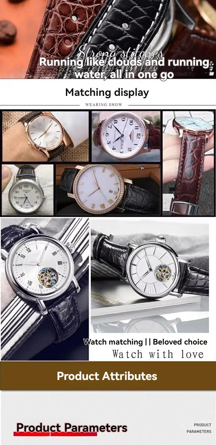 Bracelet montre cuir croco 12 à 19 mm boucle papillon