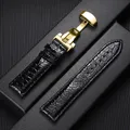 Bracelet montre cuir croco 12 à 20 mm boucle auto – Couleur du bracelet Black-Gold