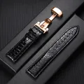 Bracelet montre cuir croco 12 à 20 mm boucle auto – Couleur du bracelet Black-RoseGold