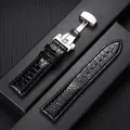 Bracelet montre cuir croco 12 à 20 mm boucle auto – Couleur du bracelet Black-Silver