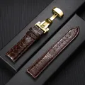 Bracelet montre cuir croco 12 à 20 mm boucle auto – Couleur du bracelet Brown-Gold