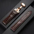 Bracelet montre cuir croco 12 à 20 mm boucle auto – Couleur du bracelet Brown-RoseGold