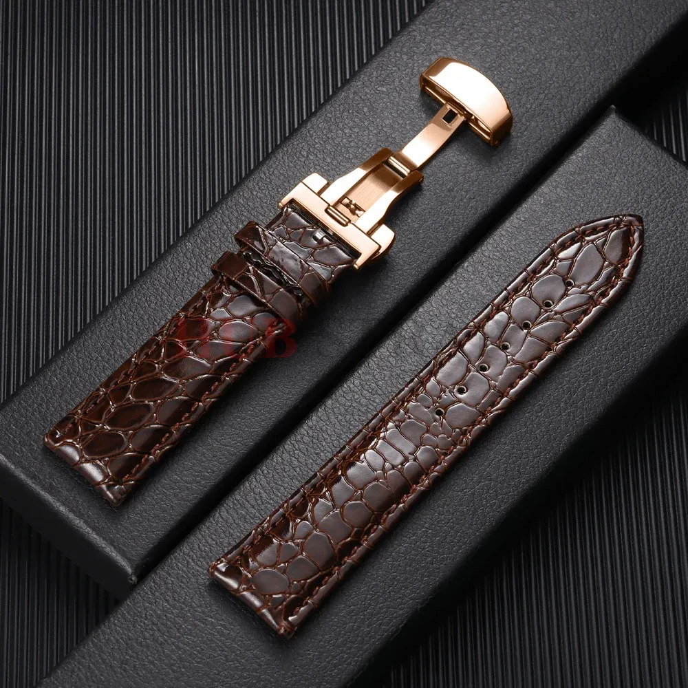 Bracelet montre cuir croco 12 à 20 mm boucle auto