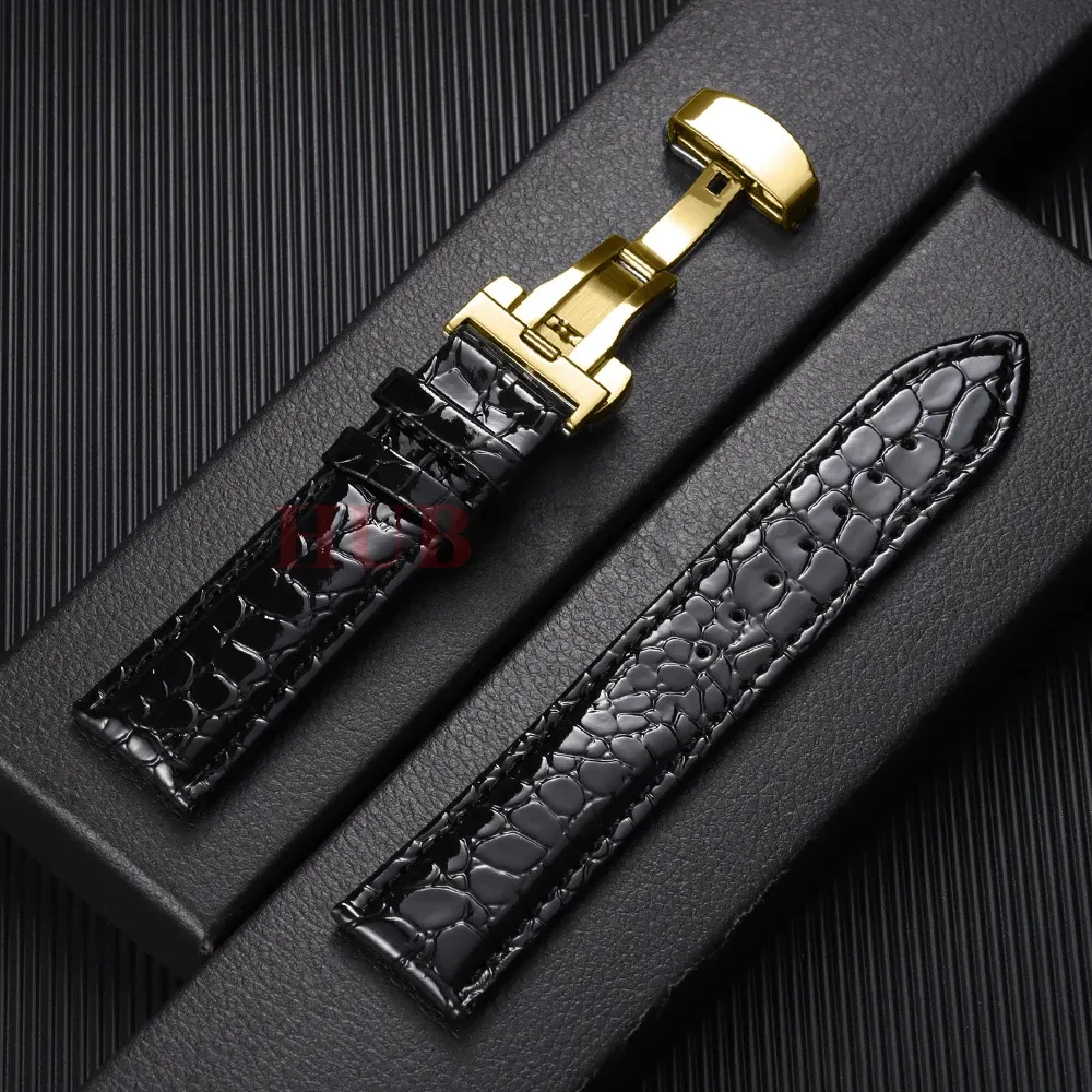 Bracelet montre cuir croco 12 à 20 mm boucle auto