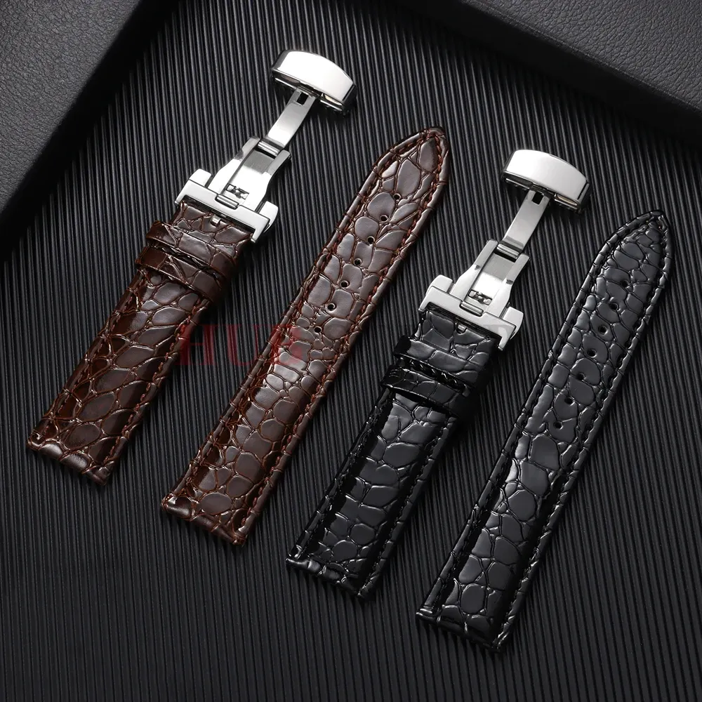 Bracelet montre cuir croco 12 à 20 mm boucle auto