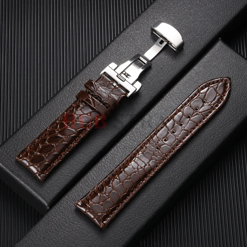 Bracelet montre cuir croco 12 à 20 mm boucle auto