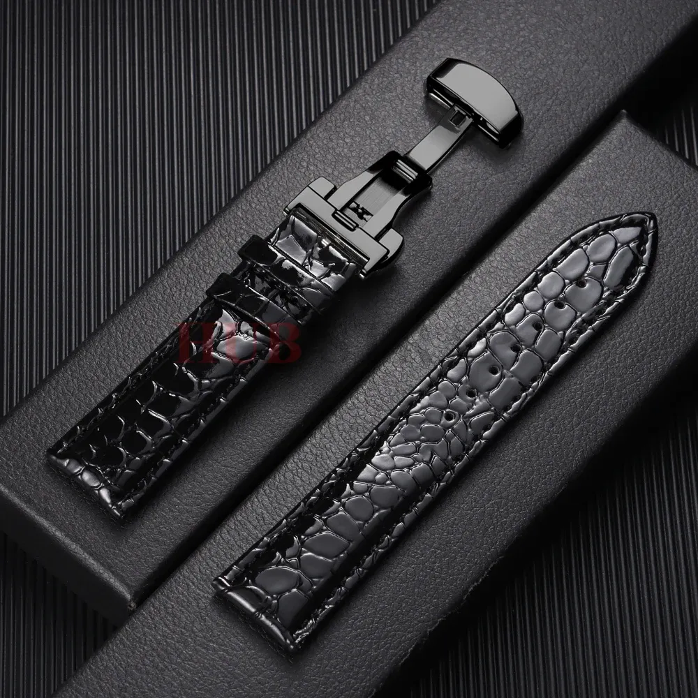 Bracelet montre cuir croco 12 à 20 mm boucle auto