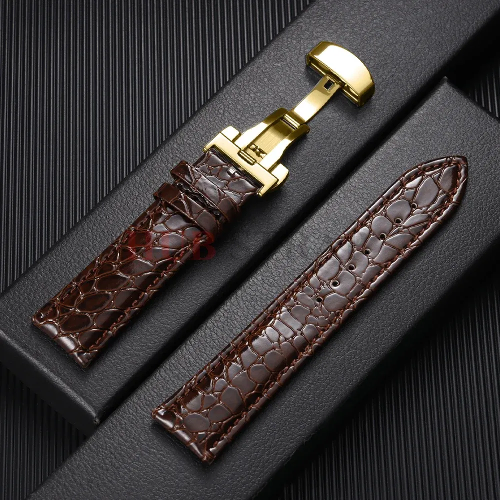 Bracelet montre cuir croco 12 à 20 mm boucle auto