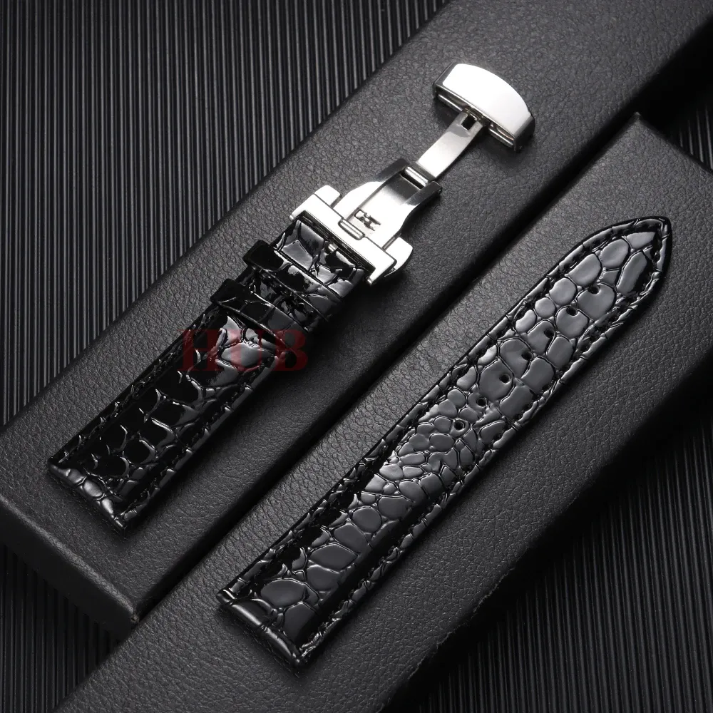 Bracelet montre cuir croco 12 à 20 mm boucle auto