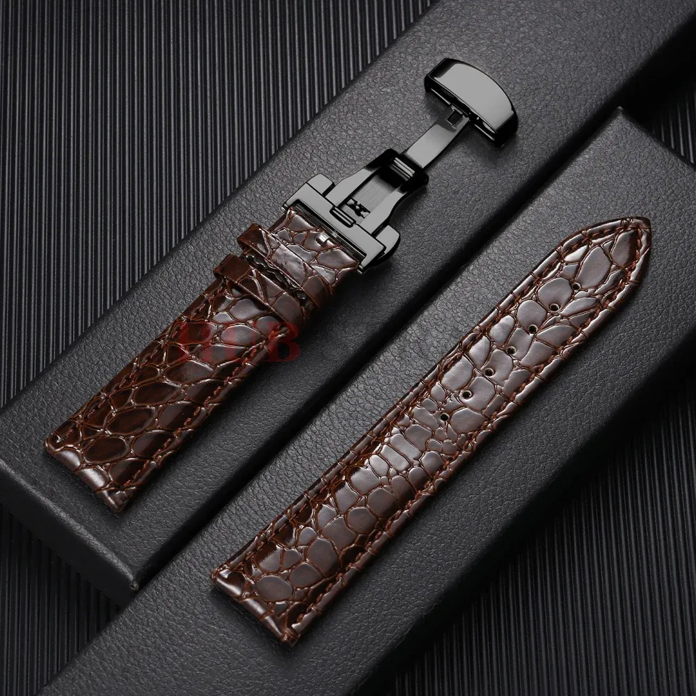 Bracelet montre cuir croco 12 à 20 mm boucle auto