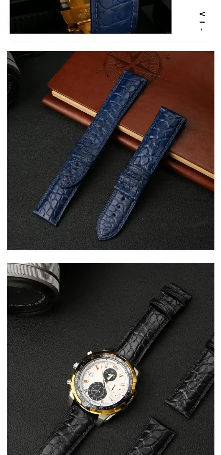 Bracelet montre cuir croco 12 à 22 mm sans boucle