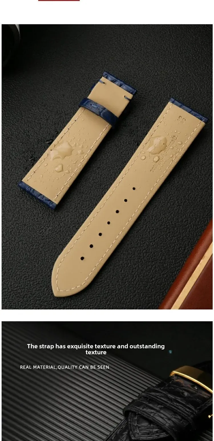 Bracelet montre cuir croco 12 à 22 mm sans boucle