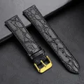 Bracelet montre cuir croco 13 à 20 mm vintage – Couleur du bracelet Black-Gold