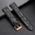 Bracelet montre cuir croco 13 à 20 mm vintage – Couleur du bracelet Black-Rosegold