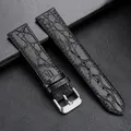 Bracelet montre cuir croco 13 à 20 mm vintage – Couleur du bracelet Black-Silver