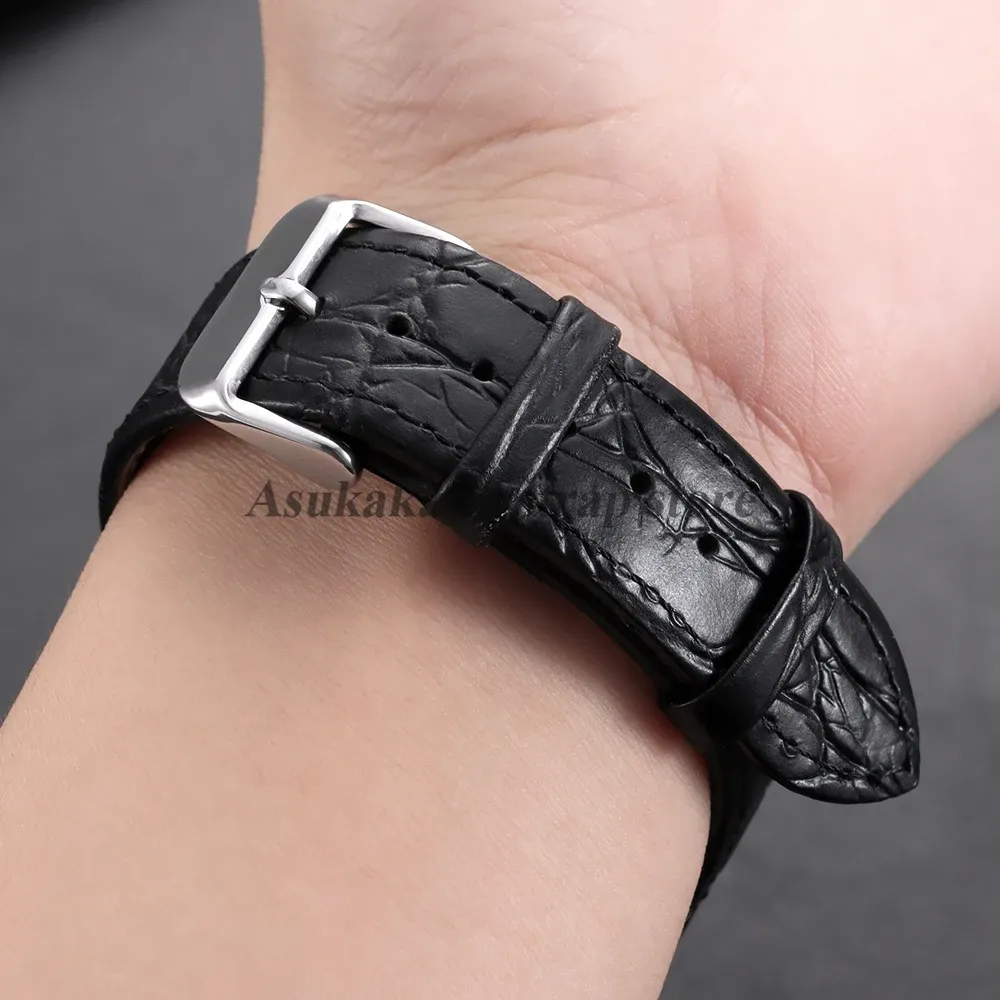 Bracelet montre cuir croco 13 à 20 mm vintage