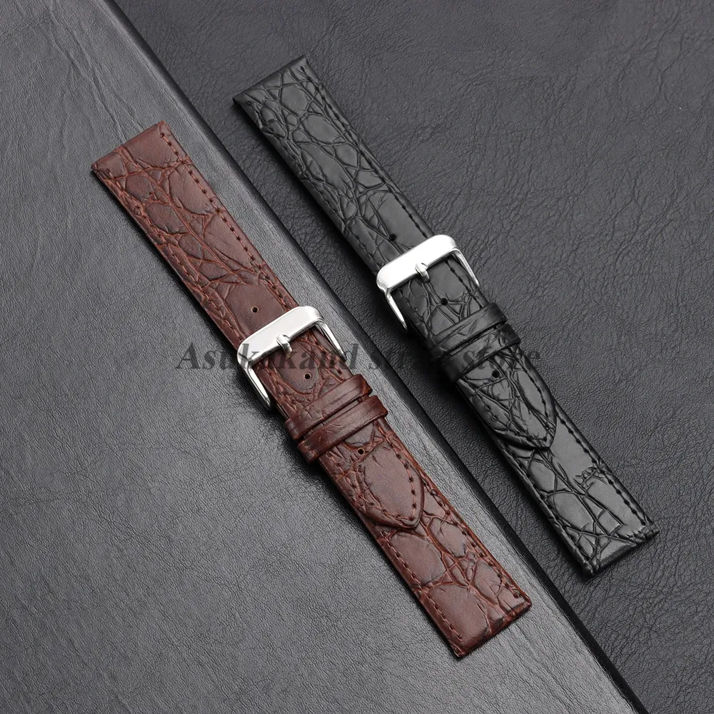 Bracelet montre cuir croco 13 à 20 mm vintage