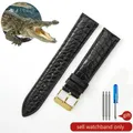 Bracelet montre cuir croco 14 à 22 mm – Couleur du bracelet Black-Golden-K1