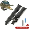 Bracelet montre cuir croco 14 à 22 mm – Couleur du bracelet Black white-Black-B1