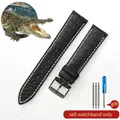 Bracelet montre cuir croco 14 à 22 mm – Couleur du bracelet Black white-Black-K1