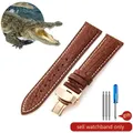 Bracelet montre cuir croco 14 à 22 mm – Couleur du bracelet Black White-Gold-B1