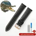 Bracelet montre cuir croco 14 à 22 mm – Couleur du bracelet Black white-Rose-K1