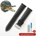 Bracelet montre cuir croco 14 à 22 mm – Couleur du bracelet Black white-Steel-K1