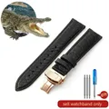 Bracelet montre cuir croco 14 à 22 mm – Couleur du bracelet BlackWhite-Golden-K1