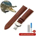 Bracelet montre cuir croco 14 à 22 mm – Couleur du bracelet Brown-Steel-B1