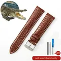 Bracelet montre cuir croco 14 à 22 mm – Couleur du bracelet Brown white-Steel-K1