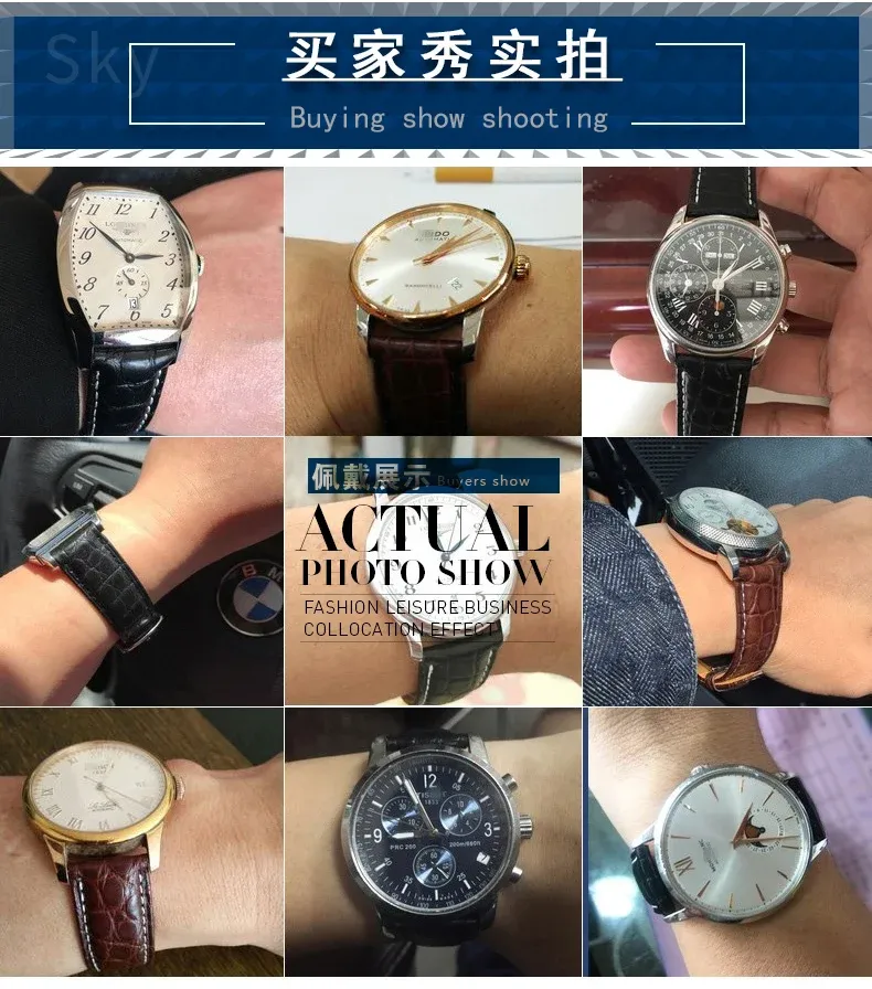 Bracelet montre cuir croco 14 à 22 mm