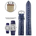 Bracelet montre cuir croco 15 à 21 mm rapide – Band Color A-Royal blue-silver