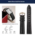 Bracelet montre cuir croco 16 à 20 mm rapide – Band Color black-rose gold