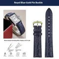 Bracelet montre cuir croco 16 à 20 mm rapide – Band Color blue-gold