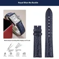 Bracelet montre cuir croco 16 à 20 mm rapide – Band Color blue-no buckle