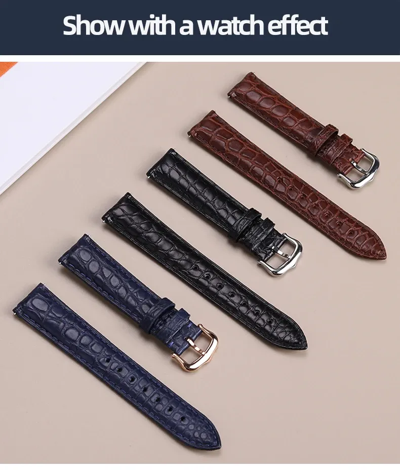Bracelet montre cuir croco 16 à 20 mm rapide