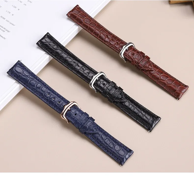 Bracelet montre cuir croco 16 à 20 mm rapide