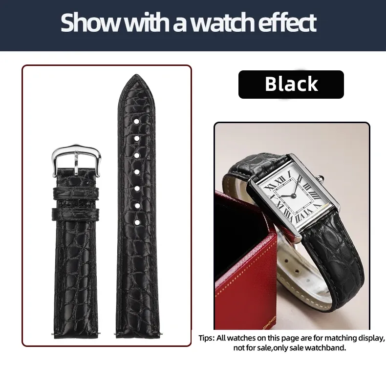 Bracelet montre cuir croco 16 à 20 mm rapide