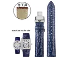 Bracelet montre cuir croco 16 à 22 mm – Band Color A-blue-silver