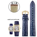 Bracelet montre cuir croco 16 à 22 mm – Band Color blue-gold