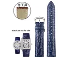 Bracelet montre cuir croco 16 à 22 mm – Band Color blue-silver