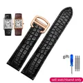 Bracelet montre cuir croco 16 à 24 mm – Couleur du bracelet Black-rose gold-B
