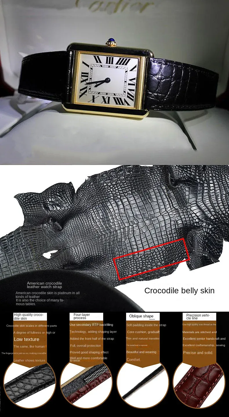 Bracelet montre cuir croco 16 à 24 mm