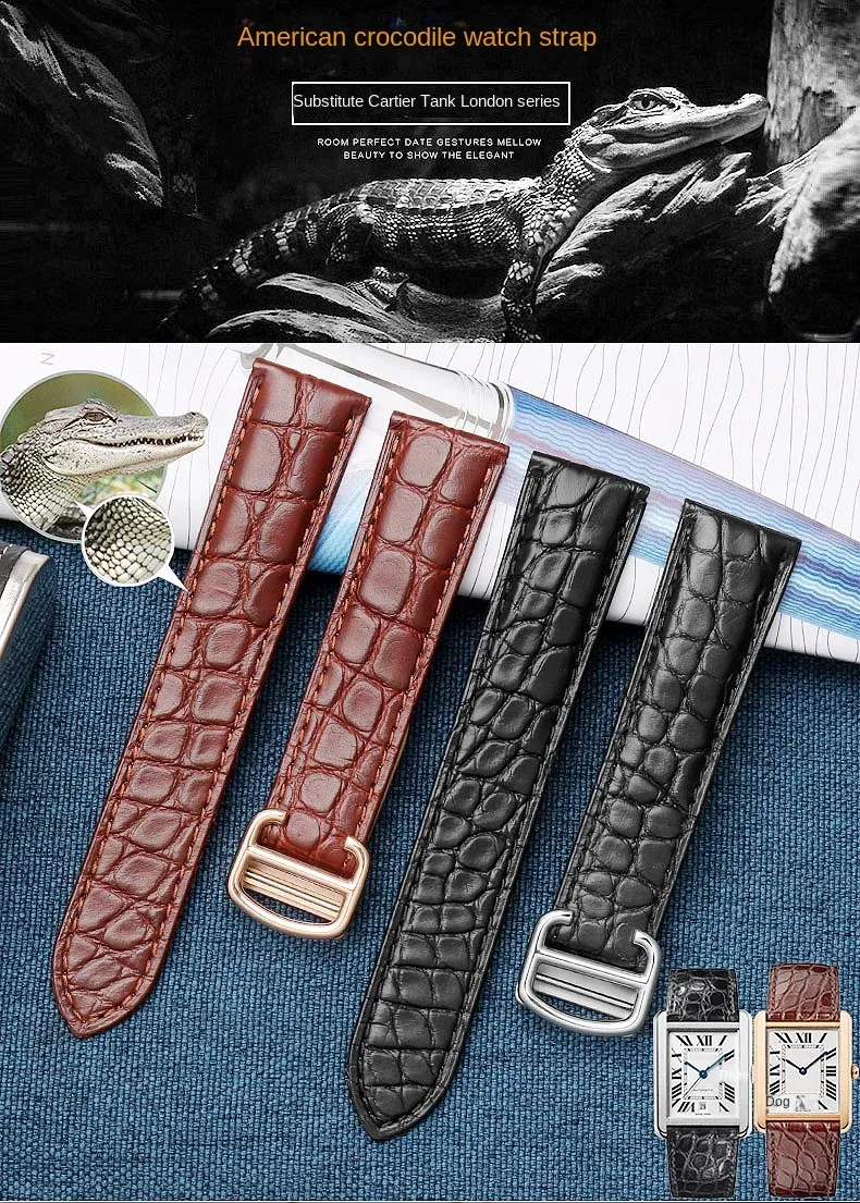 Bracelet montre cuir croco 16 à 24 mm