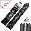 Bracelet montre cuir croco 18 à 22 mm – Couleur du bracelet black Folding