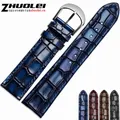 Bracelet montre cuir croco 18 à 22 mm – Couleur du bracelet blue