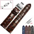 Bracelet montre cuir croco 18 à 22 mm – Couleur du bracelet brown Folding