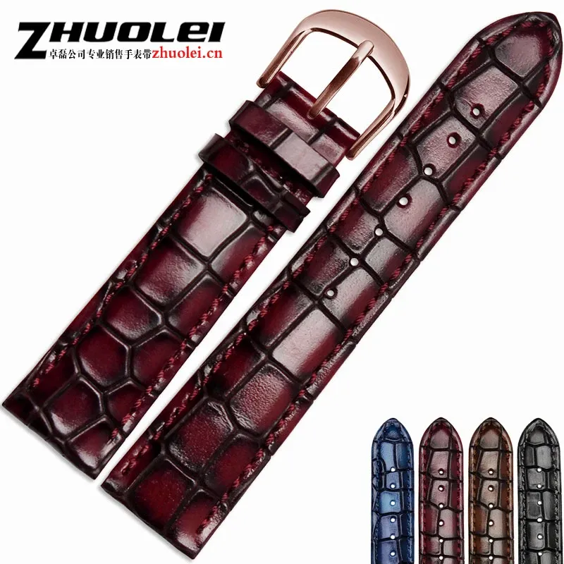 Bracelet montre cuir croco 18 à 22 mm