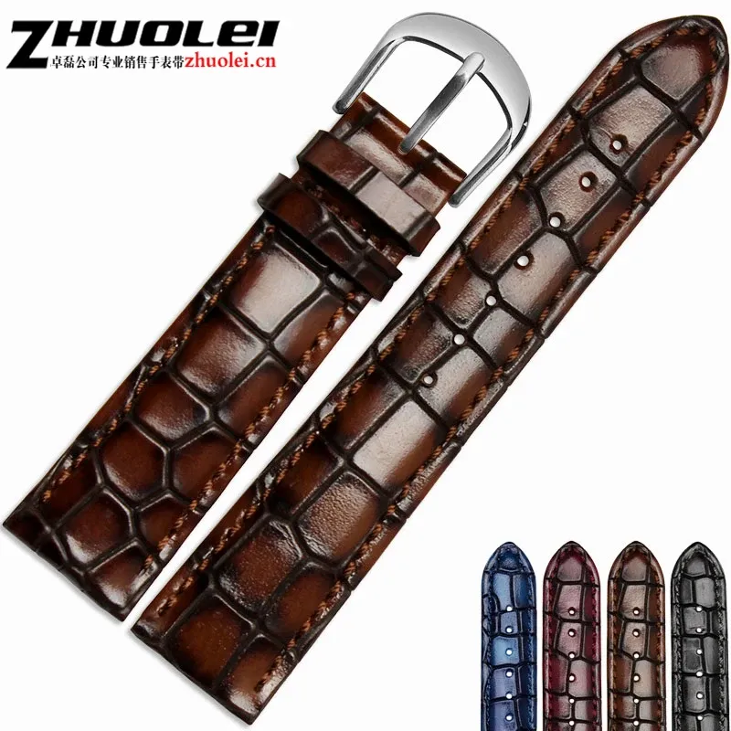 Bracelet montre cuir croco 18 à 22 mm